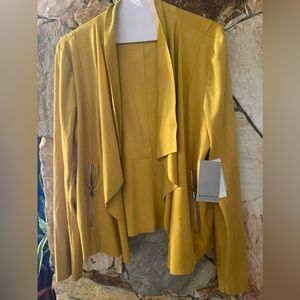 Bagatelle NWT Yellow FAUX SUEDE DRAPE FRONT JACKET SIDE L